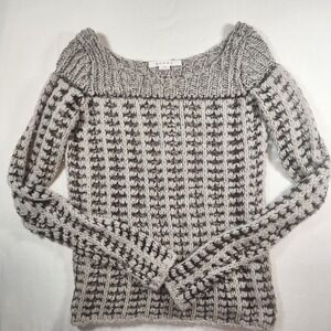 Duffy New York Grey Metallic Chunky Knit Boat Neck Sweater Womens XS Long Sleeve